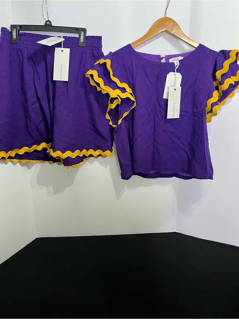 Annie Purple Two-Piece Set with Yellow Accent